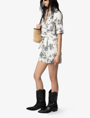 ZADIG&VOLTAIRE: Cook Printed Short-Sleeve Cotton Jumpsuit