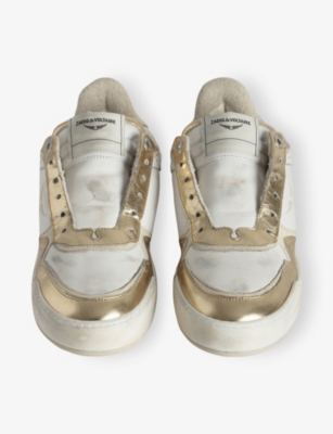 ZADIG & VOLTAIRE WOMENS FLASH WINGS VINTAGE LOW-TOP LEATHER TRAINERS EUR 40 / 7 UK 