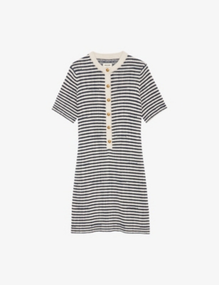 ZADIG & VOLTAIRE WOMENS ENCRE TAHOE STRIPE COTTON-BLEND KNITTED MINI DRESS XS