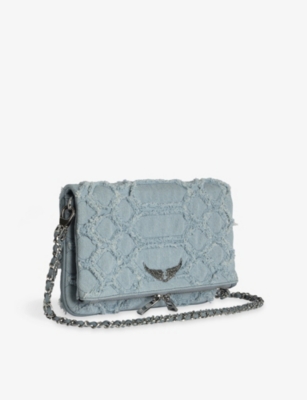 Zadig & Voltaire Womens Breeze Rock Denim Clutch Bag In Breeze