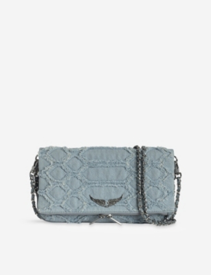 Zadig & Voltaire Womens Breeze Rock Denim Clutch Bag In Breeze
