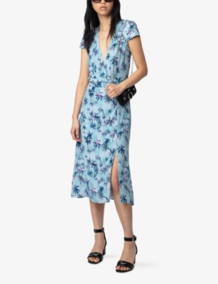 ZADIG&VOLTAIRE: Rapaz Printed Short-Sleeve Silk Midi Dress