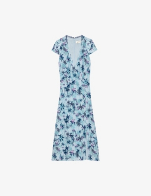 ZADIG&VOLTAIRE: Rapaz Printed Short-Sleeve Silk Midi Dress
