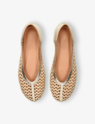 Ancient Greek Sandals Raffia Leather-trim Aeropi Ballet Flats