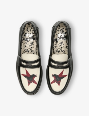 DUKE & DEXTER: Wild Horse-Print Leather Loafers