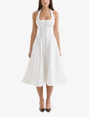 House Of Cb Loulou Halter Dress In Ivory