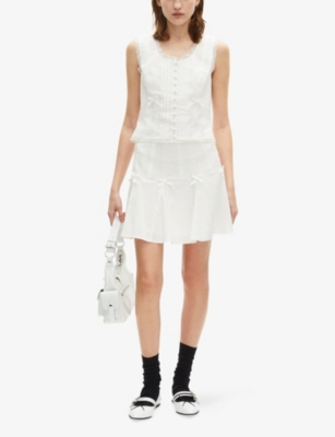 THE KOOPLES: Bow-Detail Lace-Trim Sleeveless Woven Top
