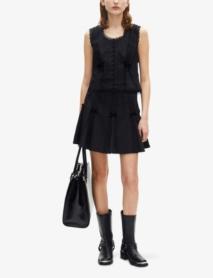 THE KOOPLES: Bow-Detail Lace-Trim Sleeveless Woven Top