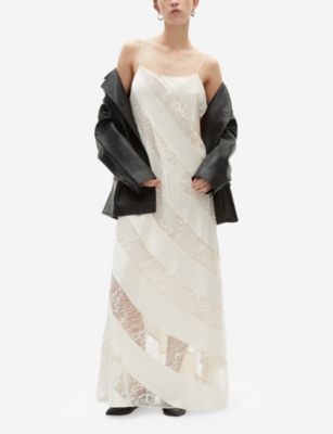 The Kooples Womens Ecru Sleeveless Babydoll Lace And Silk Maxi Dress In Ecru