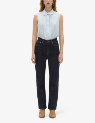 THE KOOPLES WOMENS THE KOOPLES TIE-NECK COLLARED SILK SHIRT 