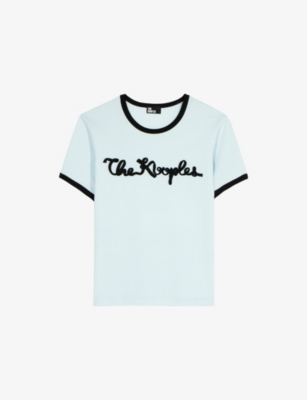THE KOOPLES WOMENS THE KOOPLES LOGO-EMBROIDERED ROUND-NECK COTTON T-SHIRT 