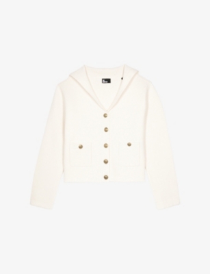 THE KOOPLES: Wide-Collar Pocket-Front Cotton and Wool-Blend Knitted Cardigan
