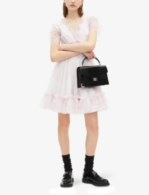 THE KOOPLES: V-Neck Ruffle-Trim Tulle Mini Dress