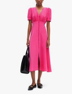 THE KOOPLES: Buttoned V-neck Silk Midi Dress