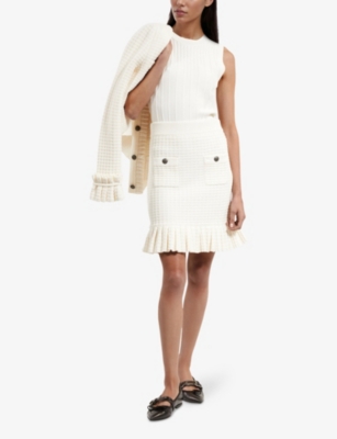 THE KOOPLES WOMENS THE KOOPLES PATCH-POCKET RUFFLED KNITTED MINI SKIRT 