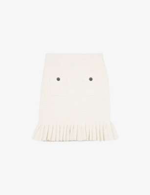THE KOOPLES WOMENS THE KOOPLES PATCH-POCKET RUFFLED KNITTED MINI SKIRT 