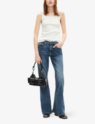 The Kooples Womens Ecru Buckle-embellished Slim-fit Stretch-cotton Vest