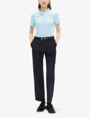 The Kooples Womens  Mandarin-collar Cotton-piqué Polo Shirt