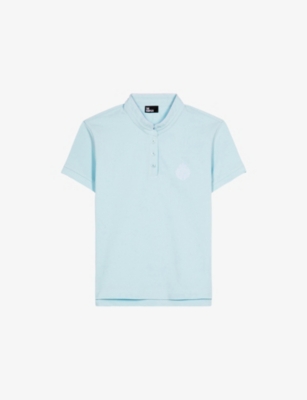 The Kooples Womens  Mandarin-collar Cotton-piqué Polo Shirt