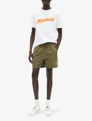 THE KOOPLES: Logo-Print Tie-Waist Woven Swim Shorts