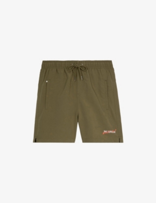 THE KOOPLES: Logo-Print Tie-Waist Woven Swim Shorts