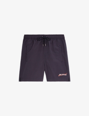 THE KOOPLES: Logo-Print Tie-Waist Woven Swim Shorts