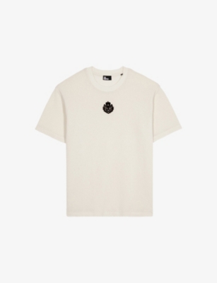 Shop The Kooples Womens  Oversized Brand-embroidered Cotton-jersey T-shirt