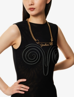 JEAN PAUL GAULTIER: Safety Pin Gold-Toned Metal Necklace