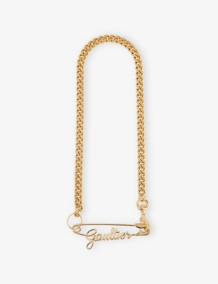 JEAN PAUL GAULTIER: Safety Pin Gold-Toned Metal Necklace