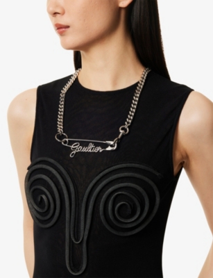JEAN PAUL GAULTIER: Safety Pin Silver-Toned Metal Necklace