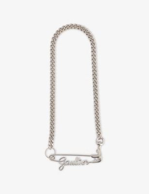 JEAN PAUL GAULTIER: Safety Pin Silver-Toned Metal Necklace