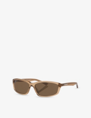 Balenciaga Womens Brown Bb0401s Rectangle-frame Acetate Sunglasses In Brown