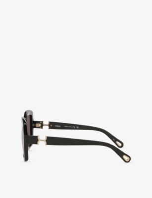 Chloé Womens Black Ch0301s Square-frame Acetate Sunglasses In Black
