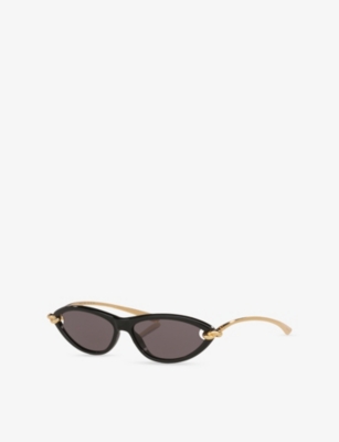 Bottega Veneta Womens Black Bv1390s Cat-eye Acetate Sunglasses In Animal Print