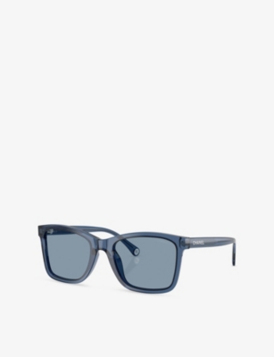 Pre-owned Chanel Womens  Ch5551u Rectangle-frame Acetate Sunglasses In Blue