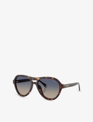 Pre-owned Chanel Womens  Ch5552u Polarised Pilot-frame Acetate Sunglasses