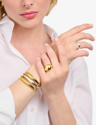 Thomas Sabo Womens Organic Shape 18ct Yellow-gold Plated 925 Sterling Silver Bangl