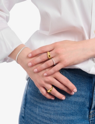 Thomas Sabo Womens Organic Shape 18ct Yellow Gold Plated 925 Sterling Silver Ring In Gold