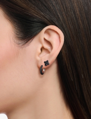 Thomas Sabo Womens Floral-shape 925 Sterling Silver And Cubic Zirconia Stud Earrings Black In Black