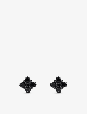 Thomas Sabo Womens Floral-shape 925 Sterling Silver And Cubic Zirconia Stud Earrings Black In Black