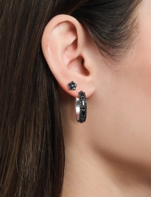 Thomas Sabo Womens Flower-shape 925 Sterling Silver And Cubic Zirconia Stud Earrings Black In Black
