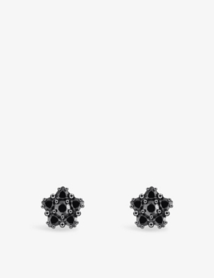 Thomas Sabo Womens Flower-shape 925 Sterling Silver And Cubic Zirconia Stud Earrings Black In Black