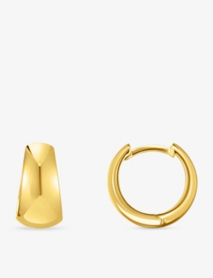 Thomas Sabo Womens Trapezoidal Chunky 18ct Yellow Gold-plated 925 Sterling Silver Hoop Earrings