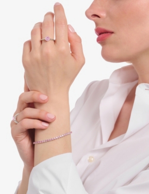 Thomas Sabo Womens Tennis 925 Sterling Silver And Cubic Zirconia Bracelet Pink