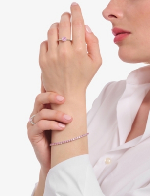 Thomas Sabo Womens Solitaire 925 Sterling Silver And Brilliant-cut Cubic Zirconia Ring Pink In Pink