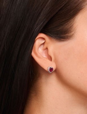 THOMAS SABO: True Romance Heart Sterling-Silver, Lab-Grown Ruby And Cubic Zirconia Stud Earrings