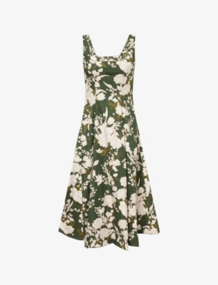 Agua By Agua Bendita Womens Pistilo Gardenia Floral-print Cotton Midi Dress Multicolour