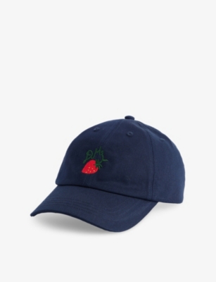 DAMSON MADDER: Strawberry-Embroidered Cotton Cap