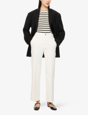 FRAME: Cropped Kick Flare Two-Zip-Pockets Stretch-Cotton Trousers