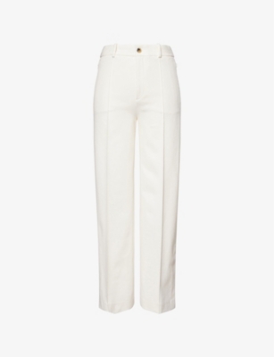 FRAME: Cropped Kick Flare Two-Zip-Pockets Stretch-Cotton Trousers